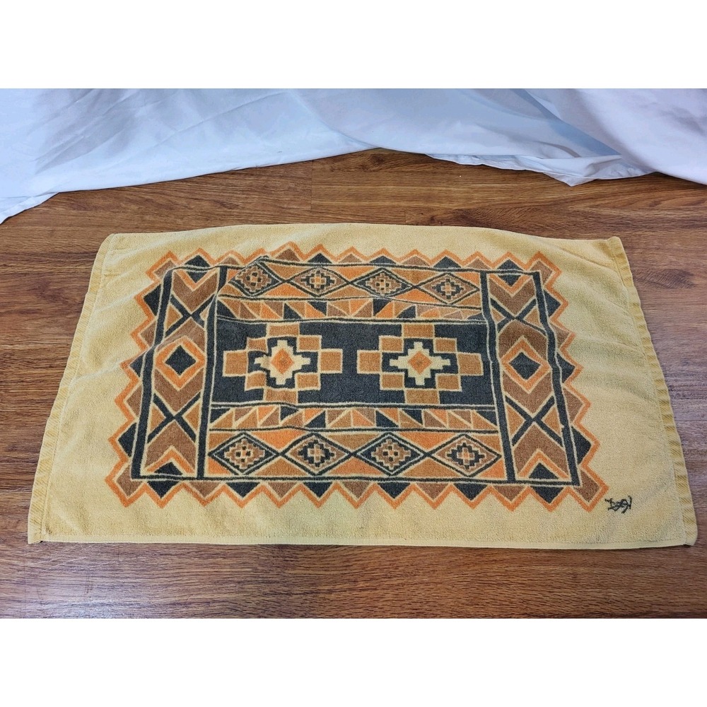VTG 70s *Yves Saint Laurent* Fieldcrest Gold Orange Geometric Hand Towel 28x16